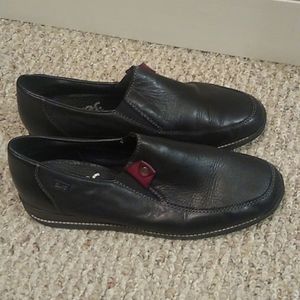 Rieker Black Leather Slip on Shoes Size 40